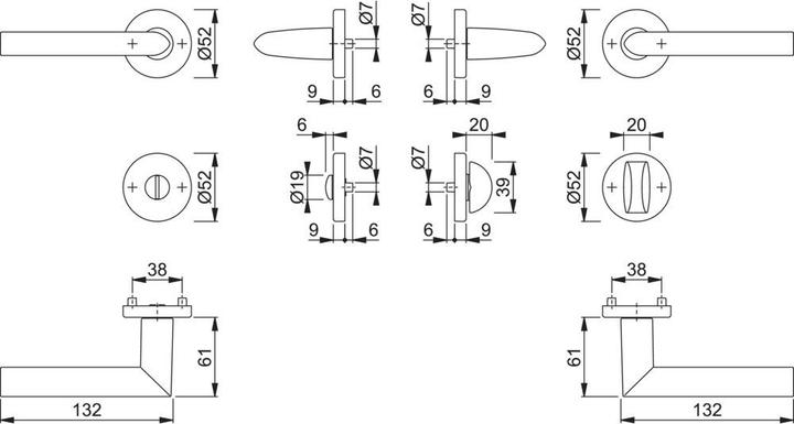 Actual product image Hoppe Rosette set Stockholm 1140/42KV/42KVS Aluminium F1 round SK/OL DIN left / right D/D (Door set)