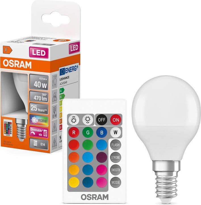 Immagine prodotto Osram Lampade a led retrofit Rgbw con telecomando (E14, 470 lm, 1 x)