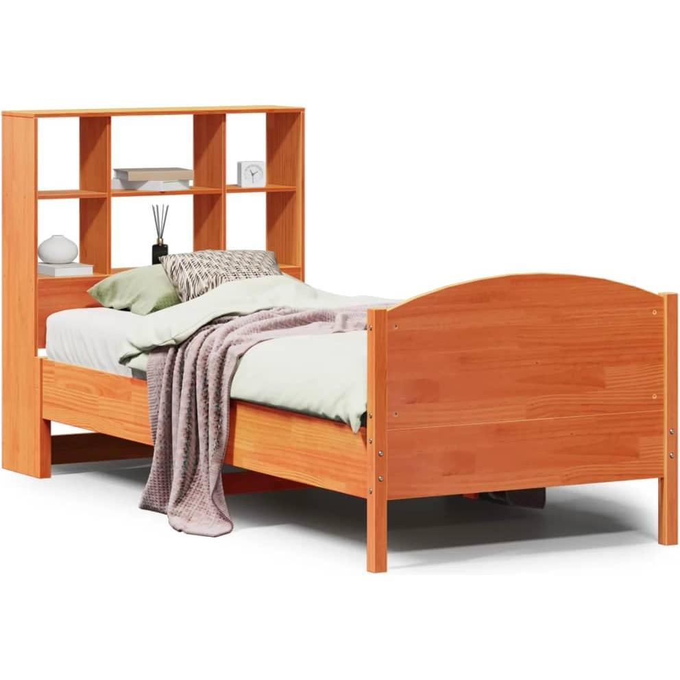 VidaXL, Bett, Massivholzbett Holzbett Bett Einzelbett Bettgestell Wachsbraun 90x200cm (90 x 200 cm)