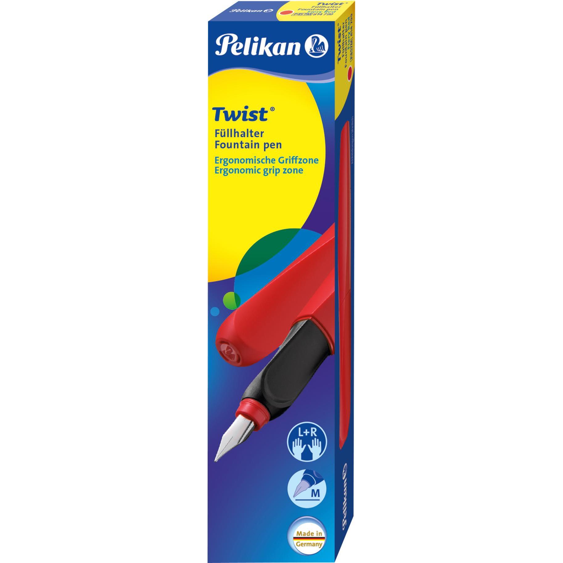 Pelikan, Schreibstifte, Füllfederhalter Twist Fiery red Medium (M), Rot Schwarz (Fiery Red, 1 x)