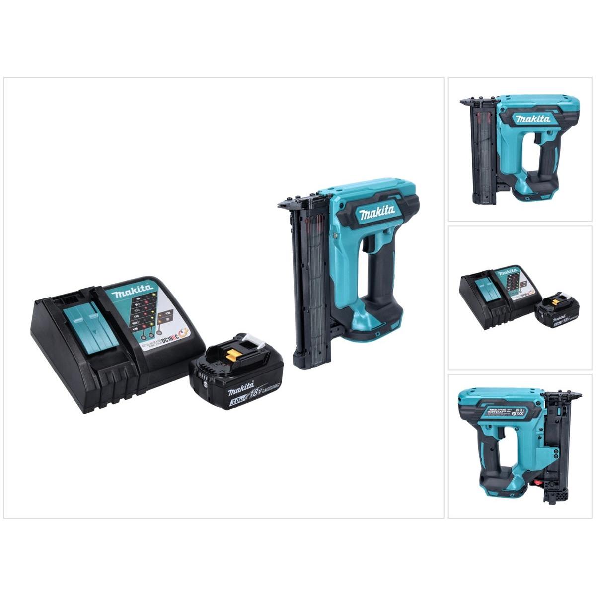 Makita, Tacker + Nagelpistole, DFN 350 RF1 Akku Stauchkopfnagler 18 V 15 - 35 mm + 1x Akku 3,0 Ah + Ladegerät