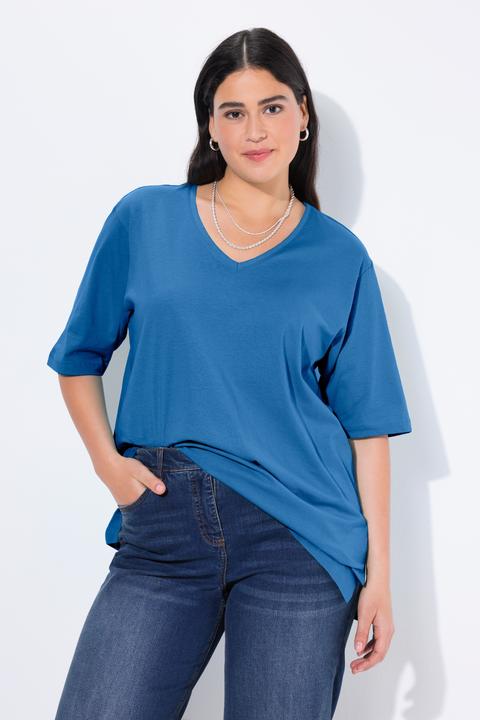 Actual product image Ulla Popken Basic V-Neck Relaxed Fit Short Sleeve Tee (60)