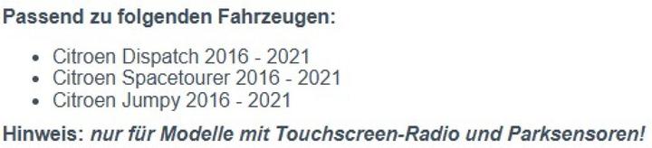 Nährwerte und Zutaten Connects2 Lenkradinterface mit Einparkhilfe-Schnittstelle zu Citroen