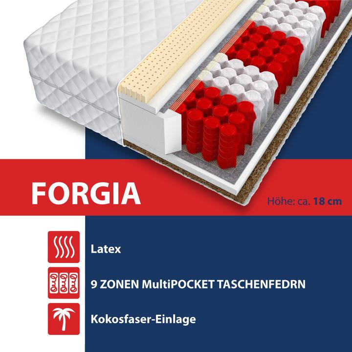 Actual product image AVeToe Matratze 80x200 FORGIA LATEX KOKOS 9 Zonen (80 x 200 cm, Spring core)