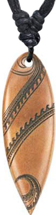 Produktbild Star Piercing Halskette schwarz Anhänger Surf Gravur Drache aus Sawo Holz (ohne Messing, Organisch)