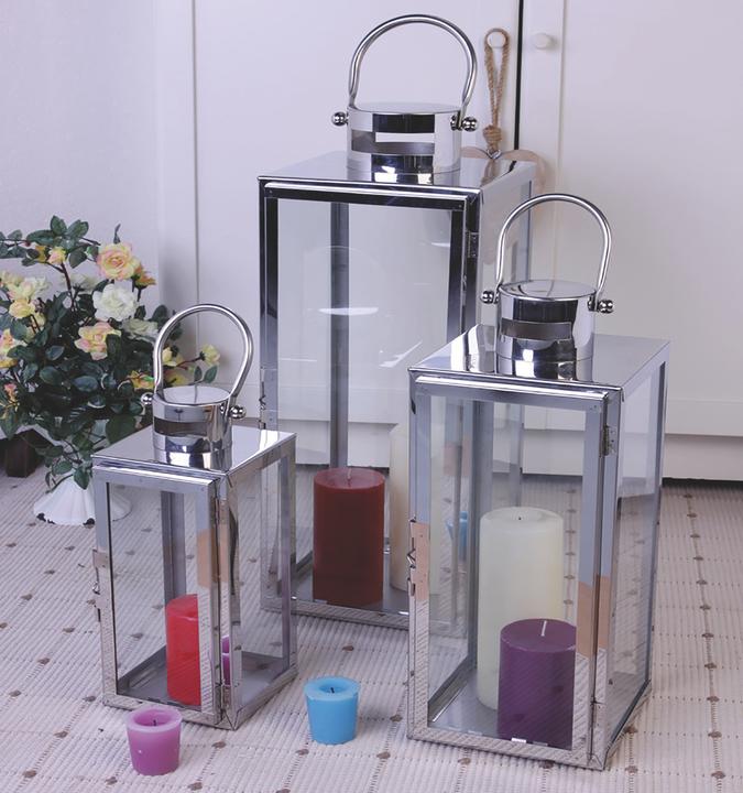 Produktbild Mojawo Luxus Edelstahl Laternen 3er Set 30/40/53cm