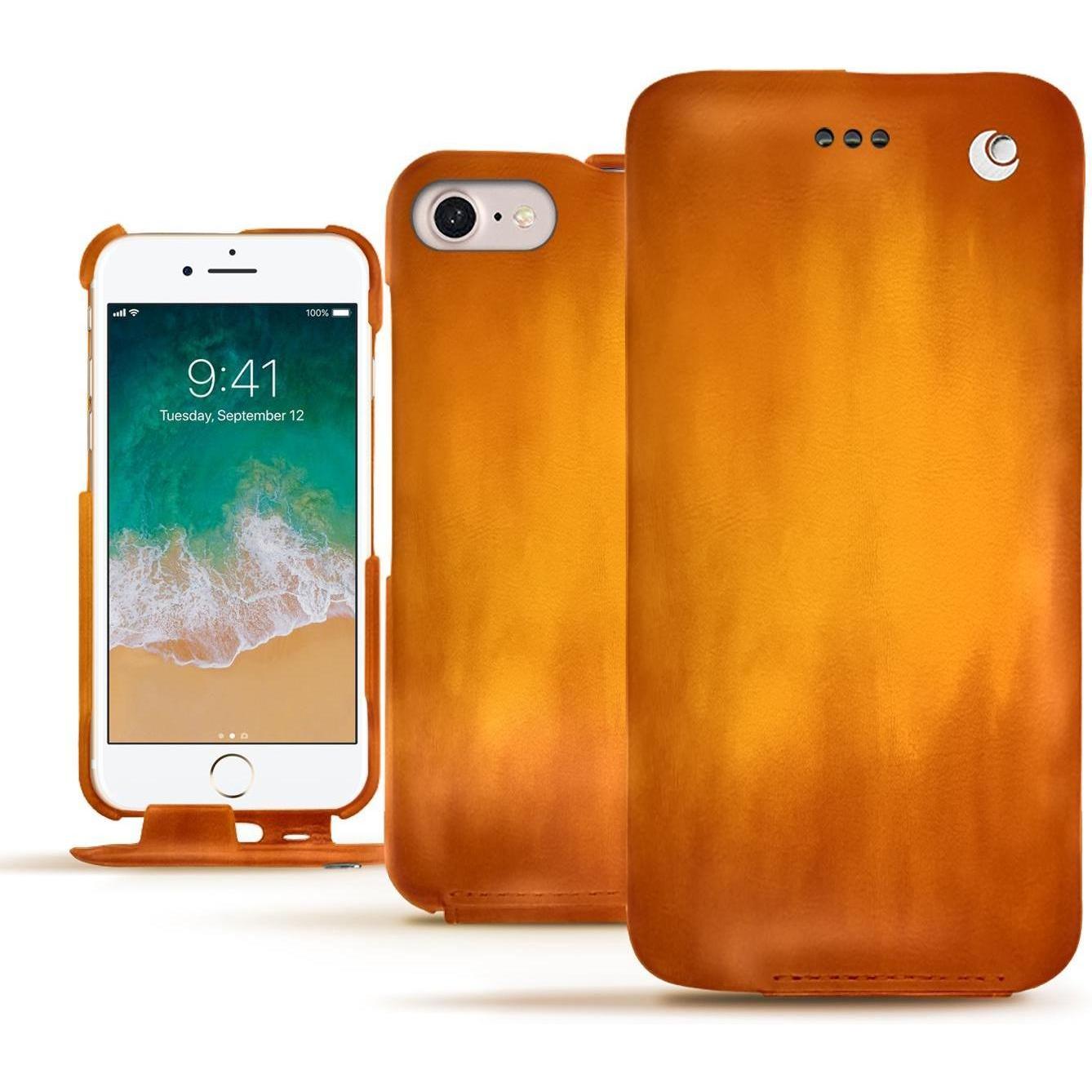 Noreve Lederschutzhülle vertikal (Apple iPhone 7), Smartphone Hülle, Orange