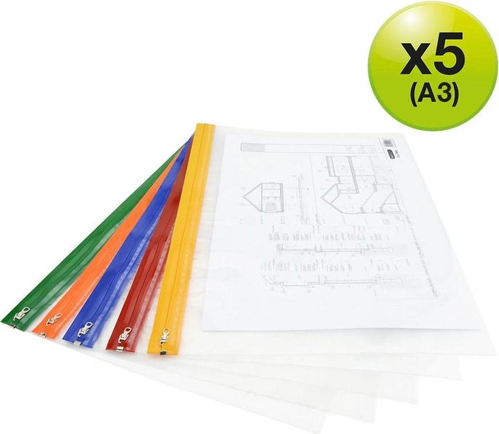 Produktbild Rapesco Reissverschlussbeutel 1507 DIN A3 Reissverschluss 200 mm x 265 mm (A3, 5x)