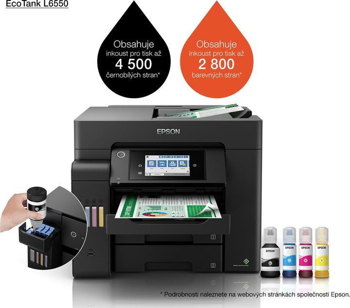 Actual product image Epson EcoTank L6550 - inkjet - color printing - 4800 x 1200 DPI - A4 - direct printing (Ink, Colour)