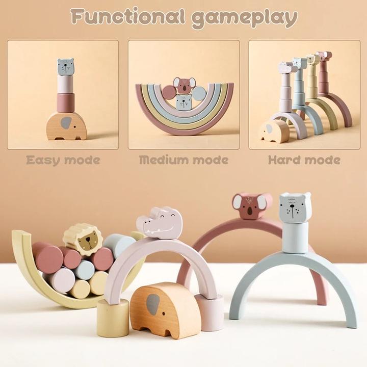 Produktbild Activity Board 1Set Holzspielzeug Regenbogen Stacking Blocks Elefant Balance Blocks Educational Balancing
