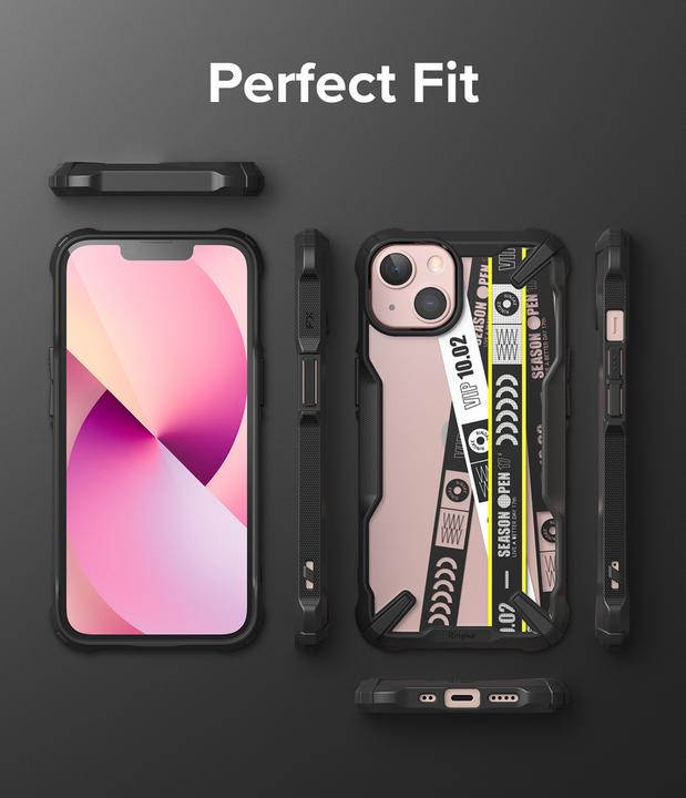 Actual product image Ringke Fusion X Design Durable Computer Case with TPU Buffer for iPhone 13 Mini Black (Ticket Tape) (FXD540 (Apple iPhone 13 mini)
