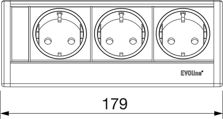Actual product image Evoline R-Dock socket outlet element 3 x Schuko black (3x, CEE 7/3, 1 m)