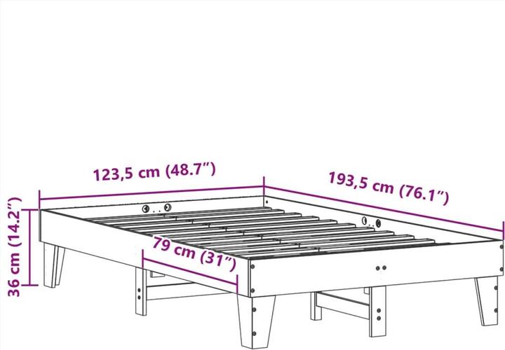 Actual product image vidaXL Bettgestell (120 x 190 cm)