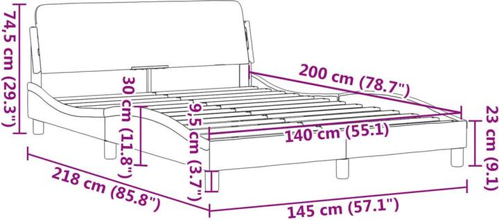 Actual product image VidaXL Bed frame with velvet headboard (140 x 200)