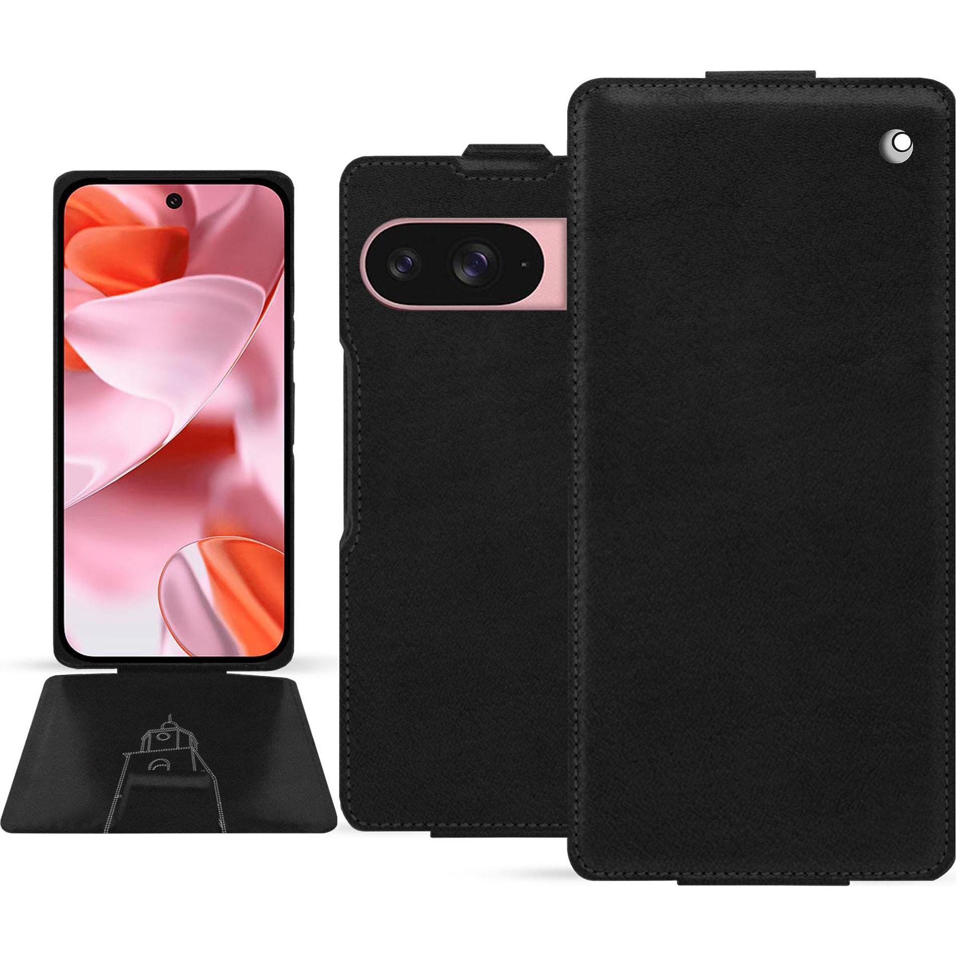 Noreve Lederschutzhülle vertikal (Google Pixel 9), Smartphone Hülle, Schwarz