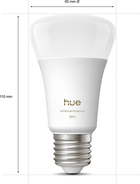 Productafbeelding Philips Hue Hue White Ambiance BT (E27, 9 W, 806 lm, 2 x, F)