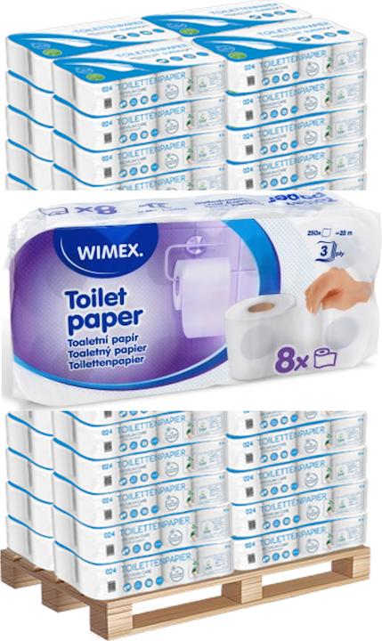 Actual product image Wimex.eu 1512 Rollen Toilettenpapier FSC-Mix 250 Blatt 3-lagig hochweiss - 1 Palette (250 x)