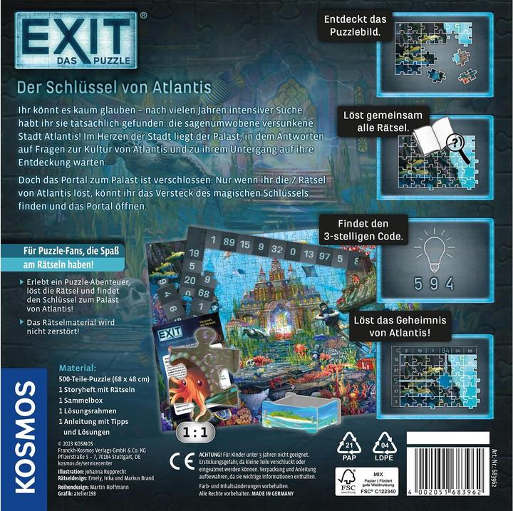 Produktbild Kosmos EXIT® - Das Puzzle Der Schlüssel zu Atlantis (500.50 Teile)