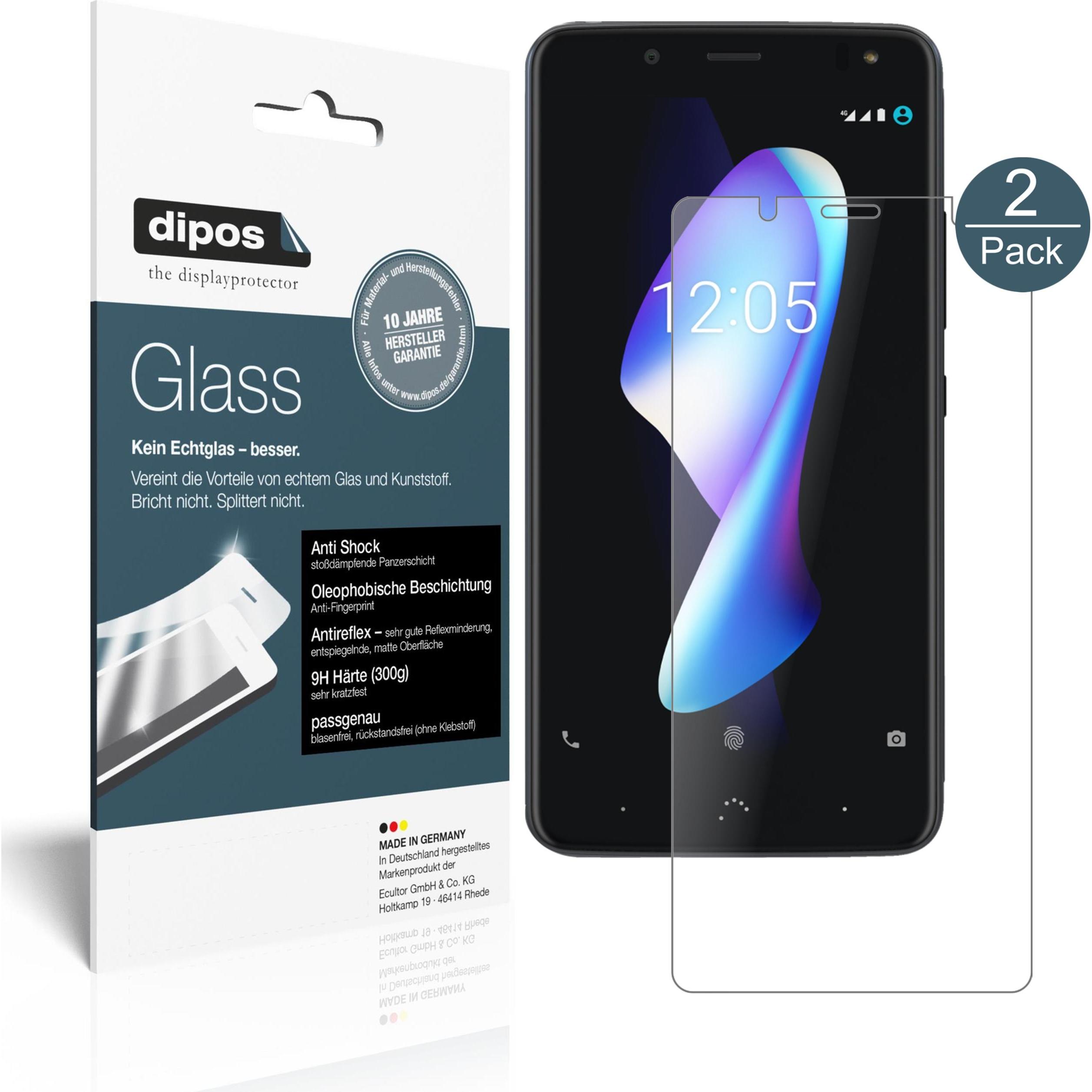 Dipos Displayschutz Anti-Shock (2 Stück, BQ Aquaris V Plus), Smartphone Schutzfolie, Transparent