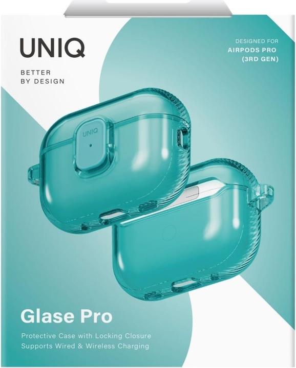 Actual product image Uniq Case Glase Pro for AirPods Pro 3 Lock Case turquoise (Headphone sleeve)