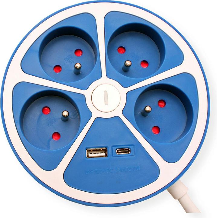 Produktbild Roline 4-fach Steckdosenleiste mit Schalter, rund, UTE Version (4x, CEE 7/3, 3 m)