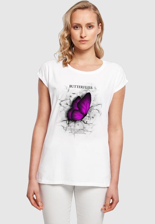 Produktbild Merchcode Ladies Butterflies Extended Shoulder Tee - 112637 (S)