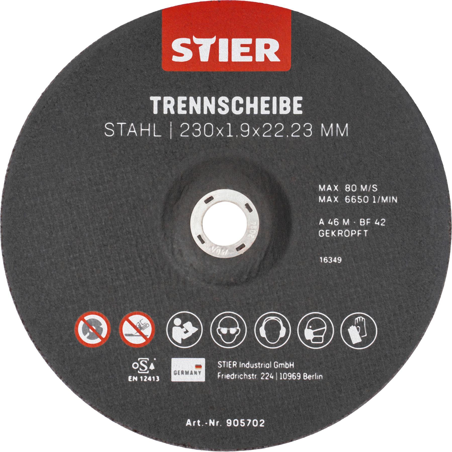Thumbnail - Stier, Sägeblatt, Trennscheiben Stahl 230 x 1,9 x 22,23 Form 42 gekröpft