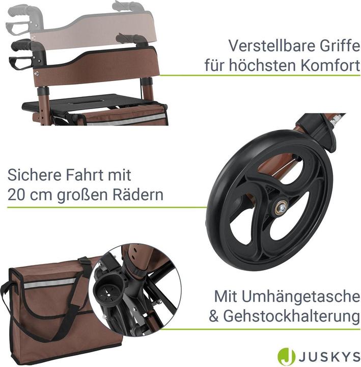 Produktbild Juskys Klappbarer Rollator Vital mit Sitzfläche & Einkaufstasche