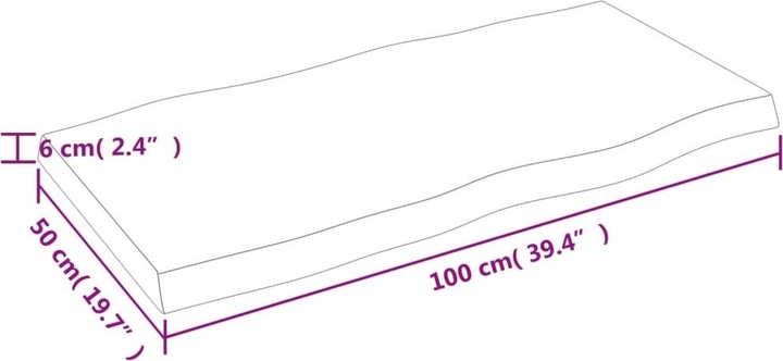 Actual product image VidaXL Tischplatte 100x50x6 cm Massivholz Eiche Behandelt (100 x 50 x 6 cm)