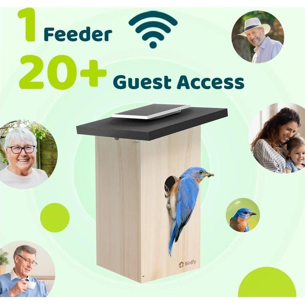 Lite Nichoir Connecté Birdfy Ebony avec Panneau Solaire, Caméra et Reconnaissance d'Oiseau par IA