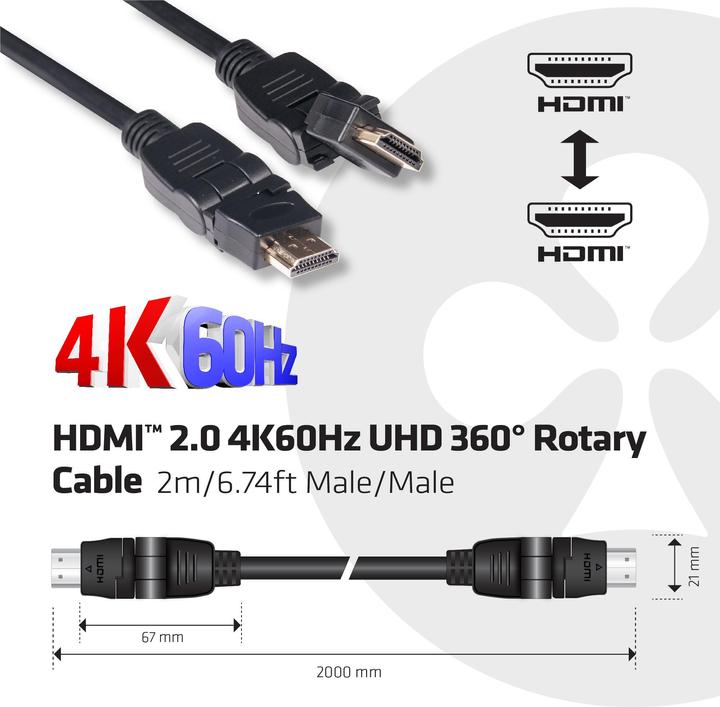 Immagine prodotto Club 3D HDMI (Typ A) — HDMI (Typ A) (2 m, HDMI, 2.0)