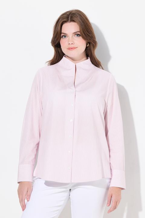 Produktbild Ulla Popken Bluse, Streifen, Kelchkragen, Langarm (54)