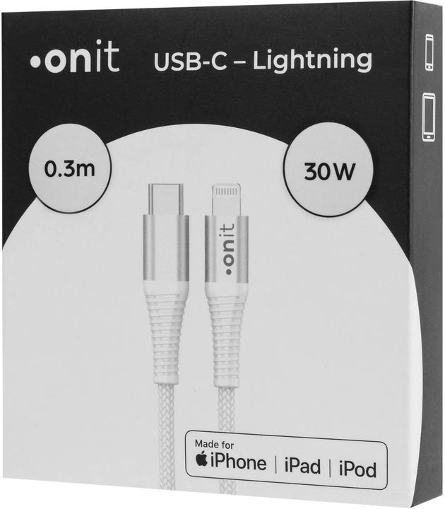 Produktbild Onit USB C – Lightning (0.30 m, USB 2.0, 30 W)