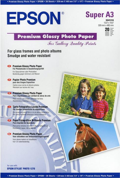 Produktbild Epson Premium Glossy (250 g/m², A3+, 20 x)