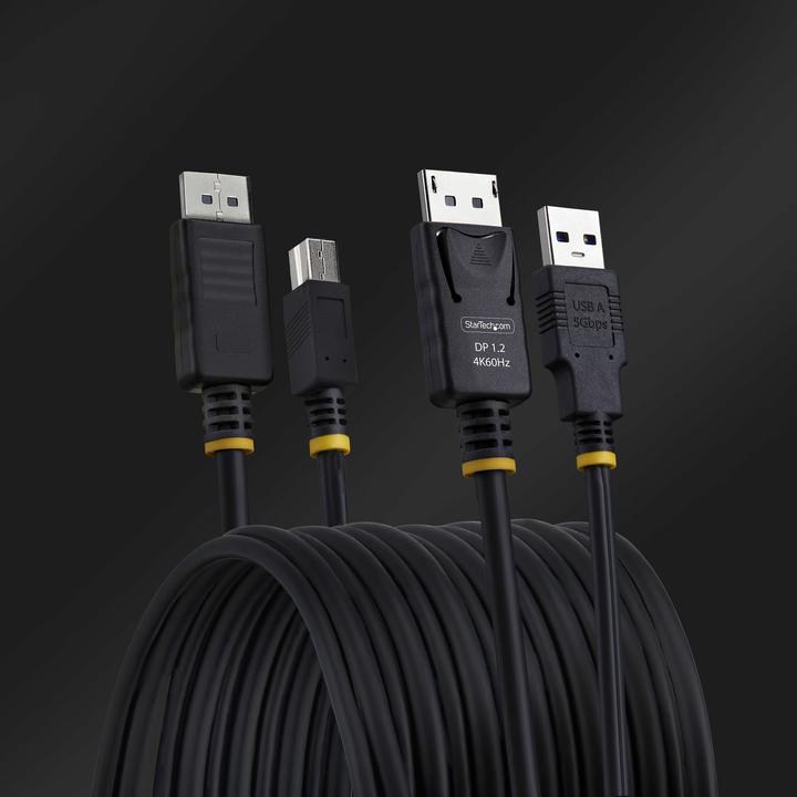 Actual product image StarTech .com DU12210-KVM-CABLE, 3,1 m, USB, USB, HDMI, Schwarz, DisplayPort + USB 3.2 Gen 1 Type-A