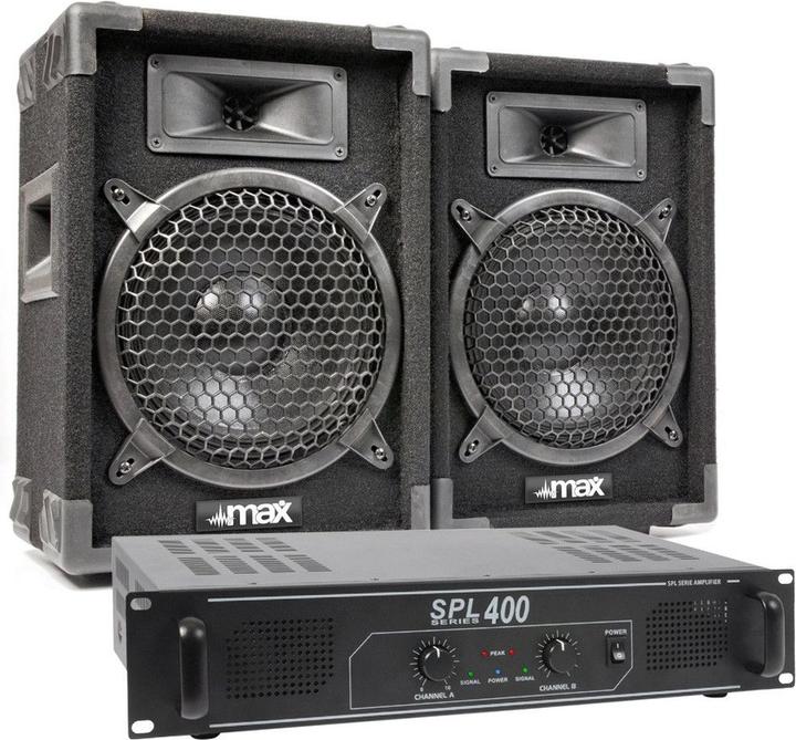 Complete Komplett 400 W Max -Soundset mit maximalen Lautsprechern und SPL400 -Verstärker (Aktiv)