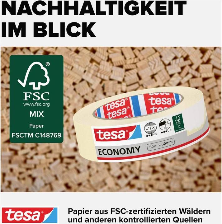 Image du produit tesa 5x Malerband ECONOMY Abdeckband, Fünferpack (30 mm)
