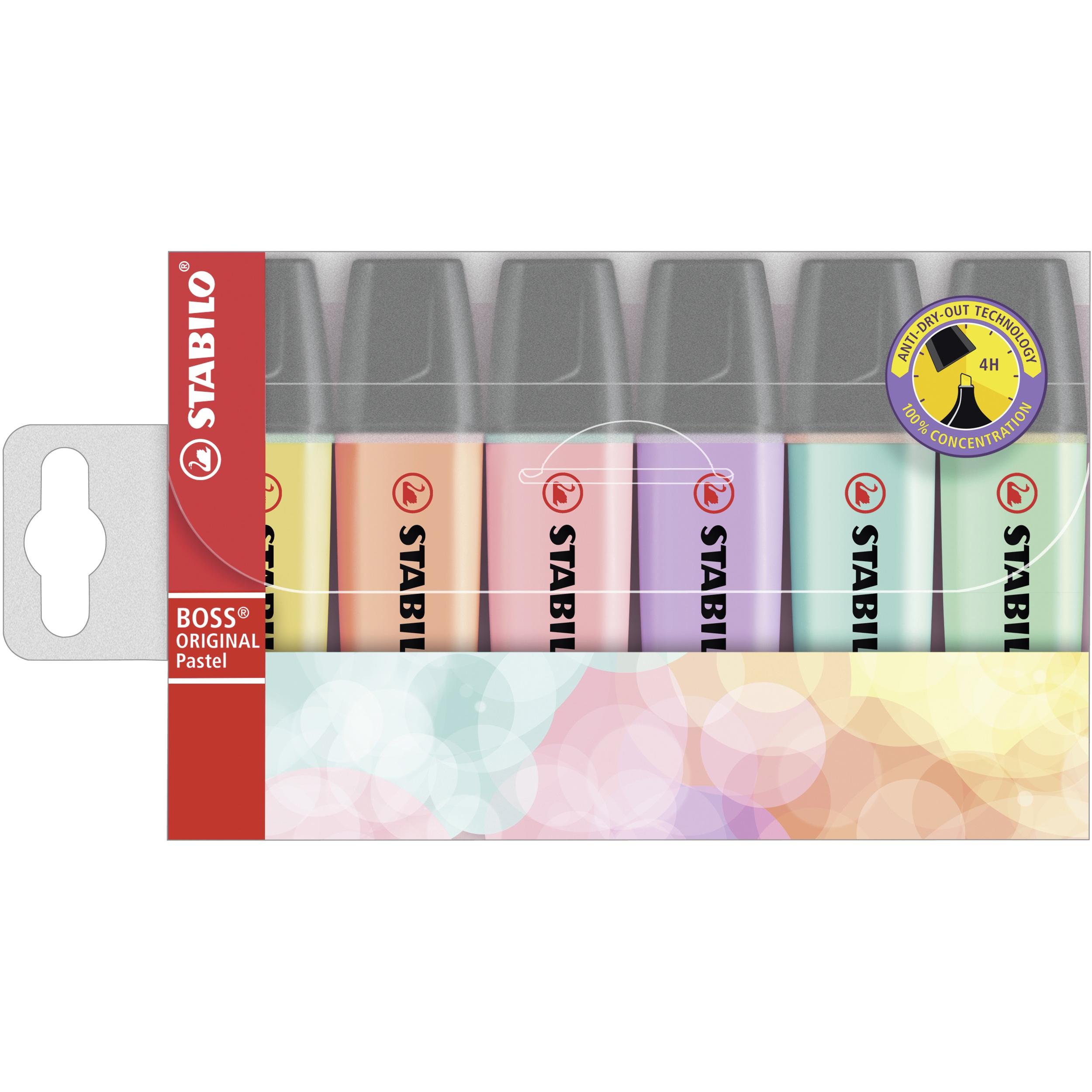 STABILO, Marker, Boss Original (Pink Pastel, Violett Pastel, Orange Pastel, Gelb Pastel, Grün Pastel, Blau Pastel, 5 mm,...