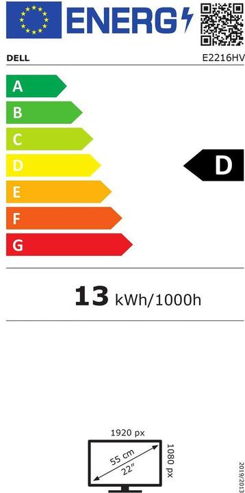 Energie-Label Dell E2216hv (1920 x 1080 Pixel, 22")