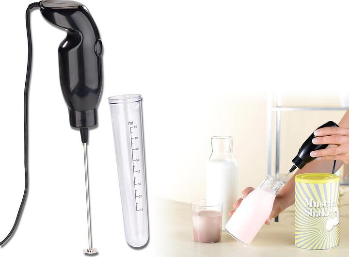 Produktbild Rosenstein & Söhne Elektrischer Quirl-Mini-Handmixer mit Mixbecher-Aufsatz, 15 Watt (15 W)