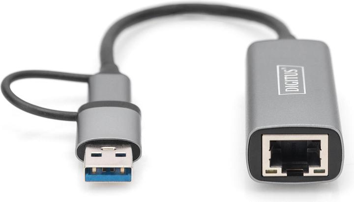 Productafbeelding Digitus USB Type-C™ Gigabit Ethernet Adapter 2.5G, USB-C™ + USB A (USB3.1/3.0) (USB, USB-C, RJ45 2.5 Gigabit Ethernet (1x))