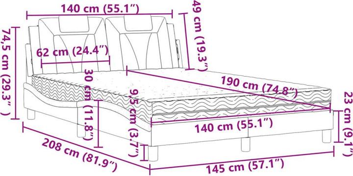 Image du produit vidaXL Bett (140 x 190 cm)