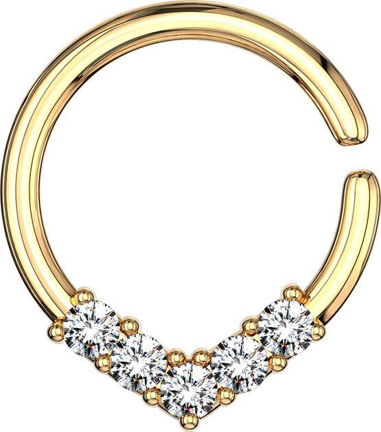 Immagine prodotto Star Piercing Anello micro piercing rotondo placcato oro 14k con cristalli (Ottone)