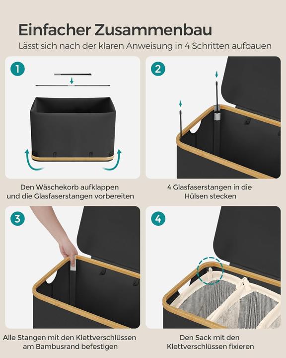 Produktbild Songmics Wäschekorb Wäschesammler 3 Fächer (150 l)