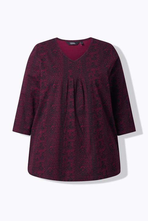 Actual product image Ulla Popken Mixed Pattern Stripe 3/4 Sleeve Tee