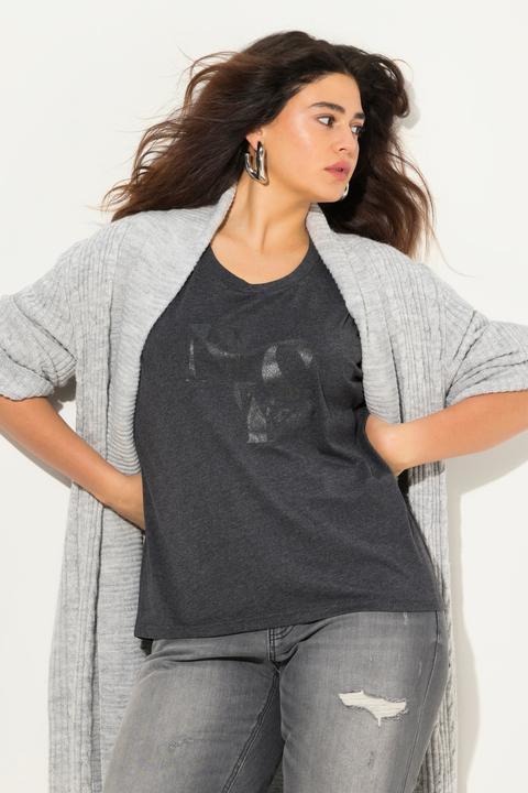 Image du produit Ulla Popken T-shirt oversize avec message, col rond et manches courtes (46, 48)