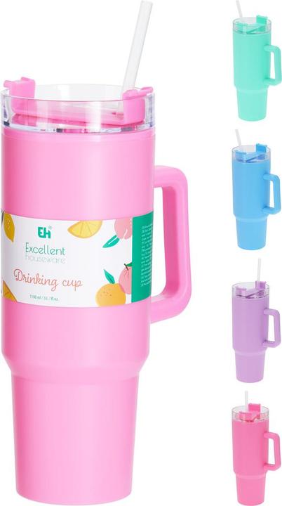 Immagine prodotto Excellent Houseware Trinkbecher mit Strohhalm (1.20 l)