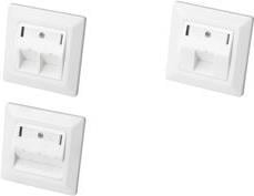 Actual product image Digitus Front panel for Keystone Jacks 3x RJ45 dust cover 80/80 + central plate pure white seperate mass..