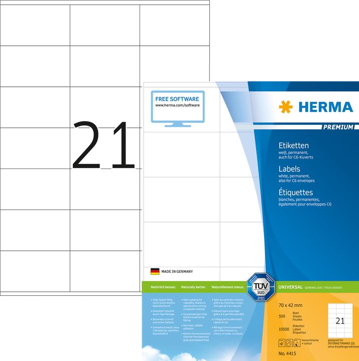 Produktbild HERMA Universal Etiketten A4