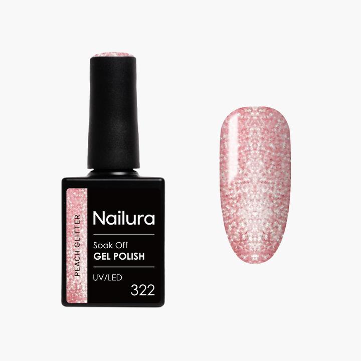 Produktbild Nailura - Gel Polish 322 - Peach Glitter - 10 ml (Peach Glitter, Gel-Effekt Nagellack)